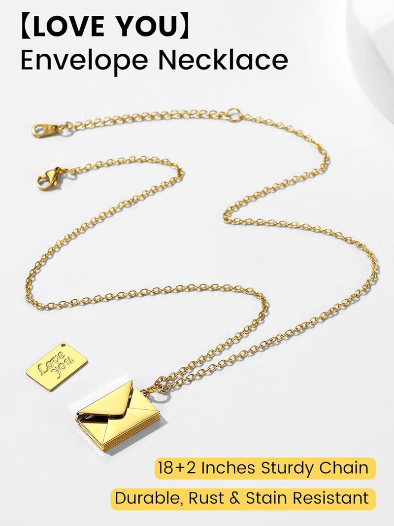 KeyStyle Personalized Envelope Locket Necklace for Women, Custom Love Letter Message Necklaces Birthstone Photo Jewelry Mother's Day Christmas Gift for Fiancee Mom Wife - Image 4